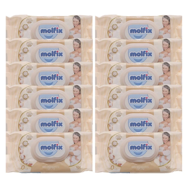 Thùng 12 khăn ướt Molfix sơ sinh dịu nhẹ
